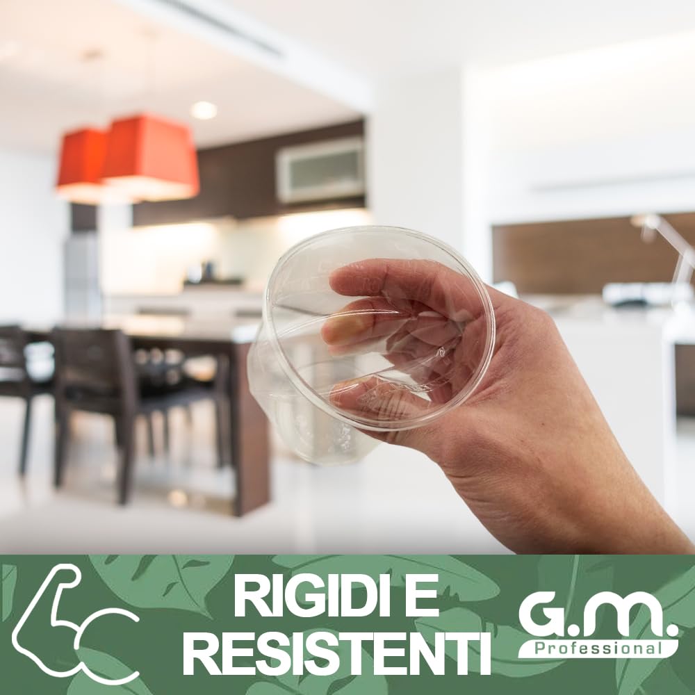 200 Bicchieri Kristal per Bevande con Coperchio da 400 ml, Biodegradabili e Compostabili, Rigidi e Resistenti, Usa e Getta, Ideale per Casa, Ufficio, Asporto Bevande Fredde