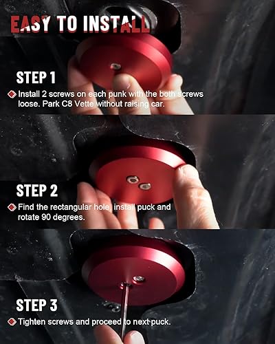Miniatura 5 de Corvette Jack Pucks Billet Aluminio Adaptador de Almohadilla de Gato Elevador Almohadilla de Gato de Piso Compatible con 1997-2025 Corvette C5 C6 C7