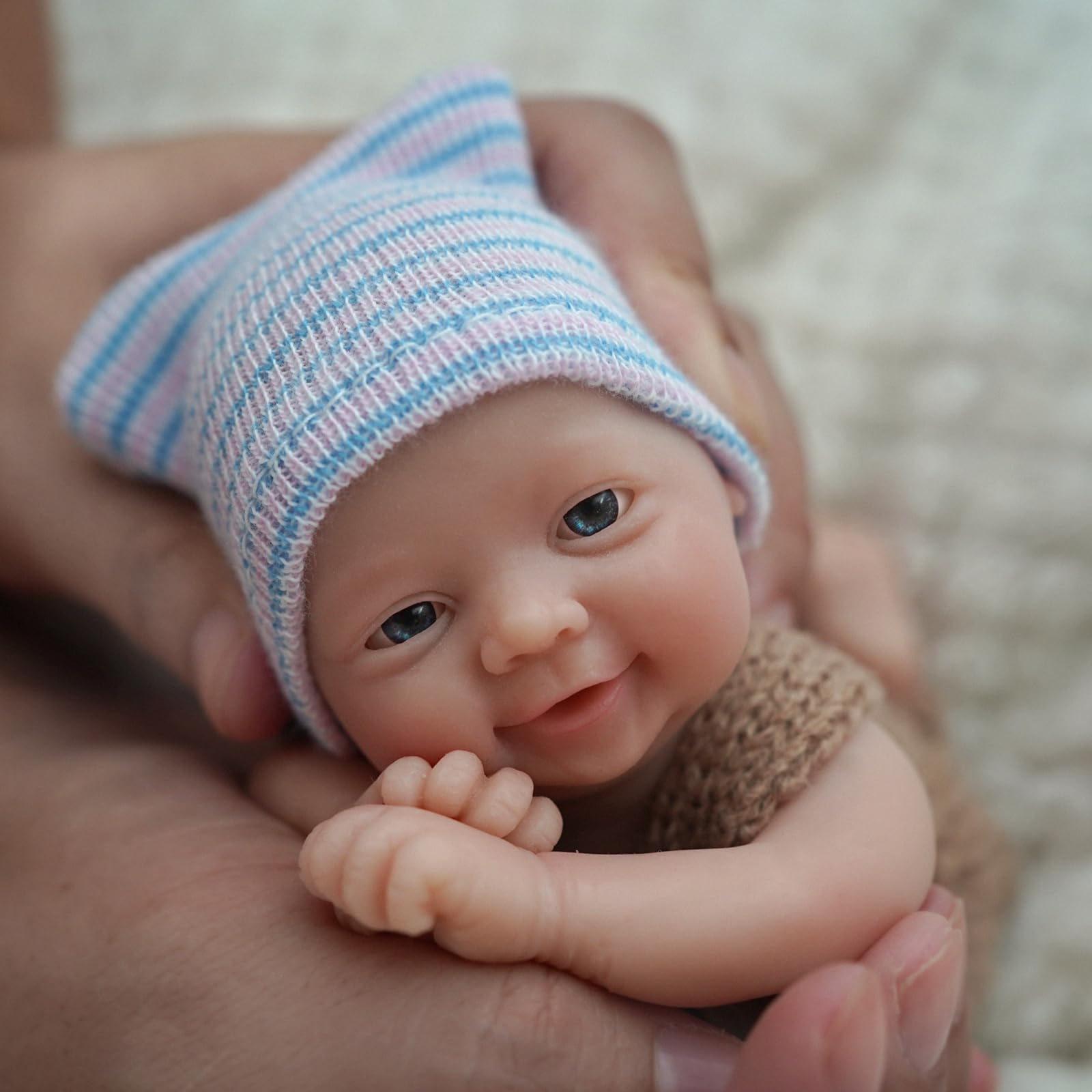 MYREBABY7" Miniature Reborn Baby Dolls Silicone Full Body Baby Soft Skin Mini Realistic Newborn Baby Dolls Real Life Tiny Baby Doll with Feeding Accessories（Boy）