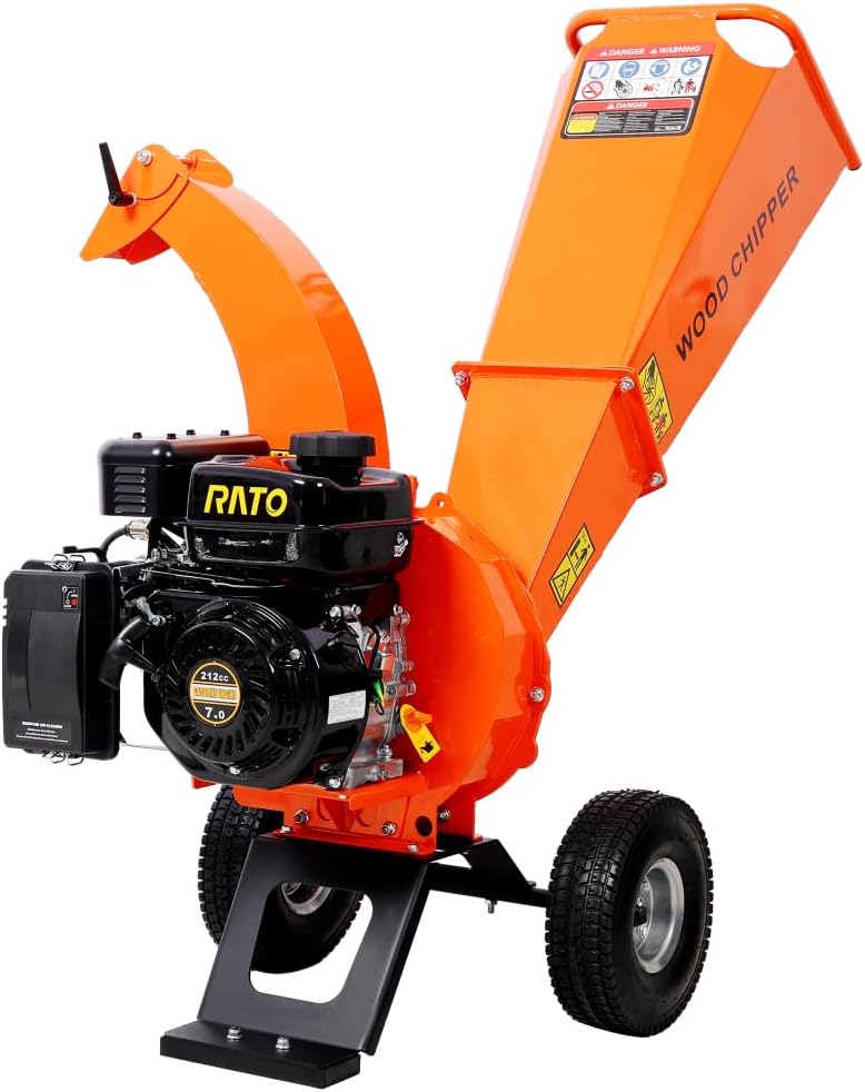 Wood Chipper Shredder Mulcher Heavy Duty 7 HP 212cc Gas Powered 3 Inch Max Capacity, EPA certificated Engine