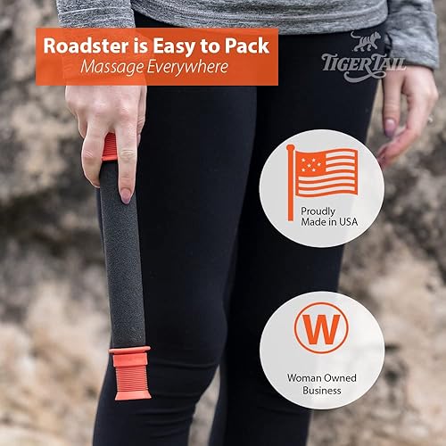Miniatura 3 de Tiger Tail Rodillo portátil de masaje de 11 pulgadas, de mano, rodillo de espuma de tejido profundo para piernas, cuello, pantorrillas, muslos,