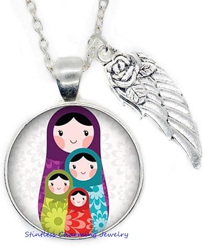 Stintless Lovely Jewelry - Collar con colgante de azulejo de cristal para dama de honor, regalo de cumpleaños, JV214