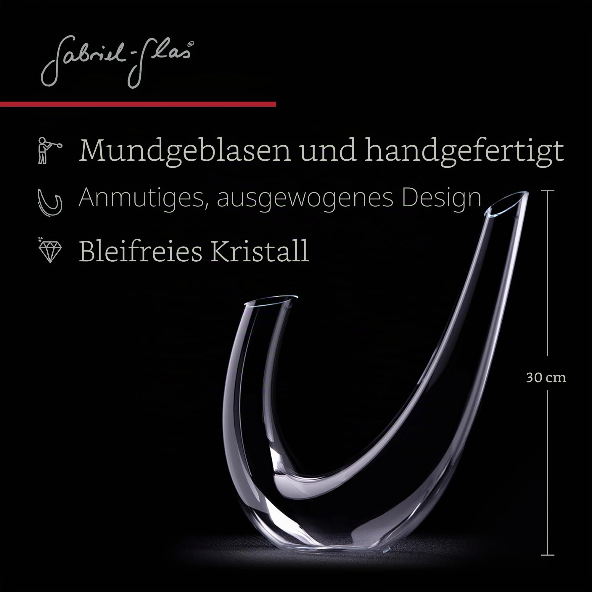 Gabriel Glas Decanter "Alpha" - Design Weindekanter aus hochwertigem Glas