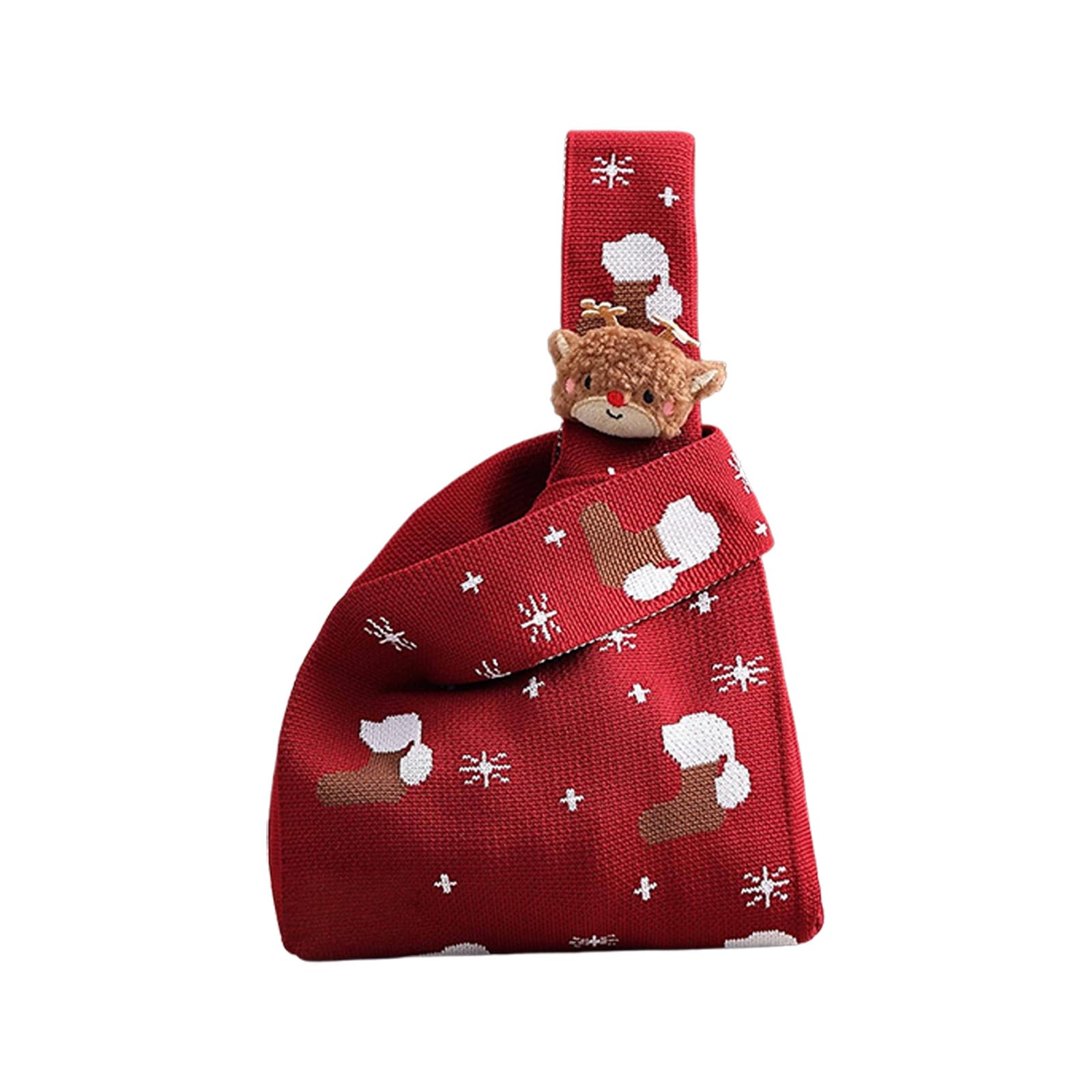 Tsophreniq Red Background Chris Festival Santa Print Cloth Gift Sacks Stylish Washable Christmas Stocking For Home School Event And Family Gatherings Large Capacity Holiday Candy Bag