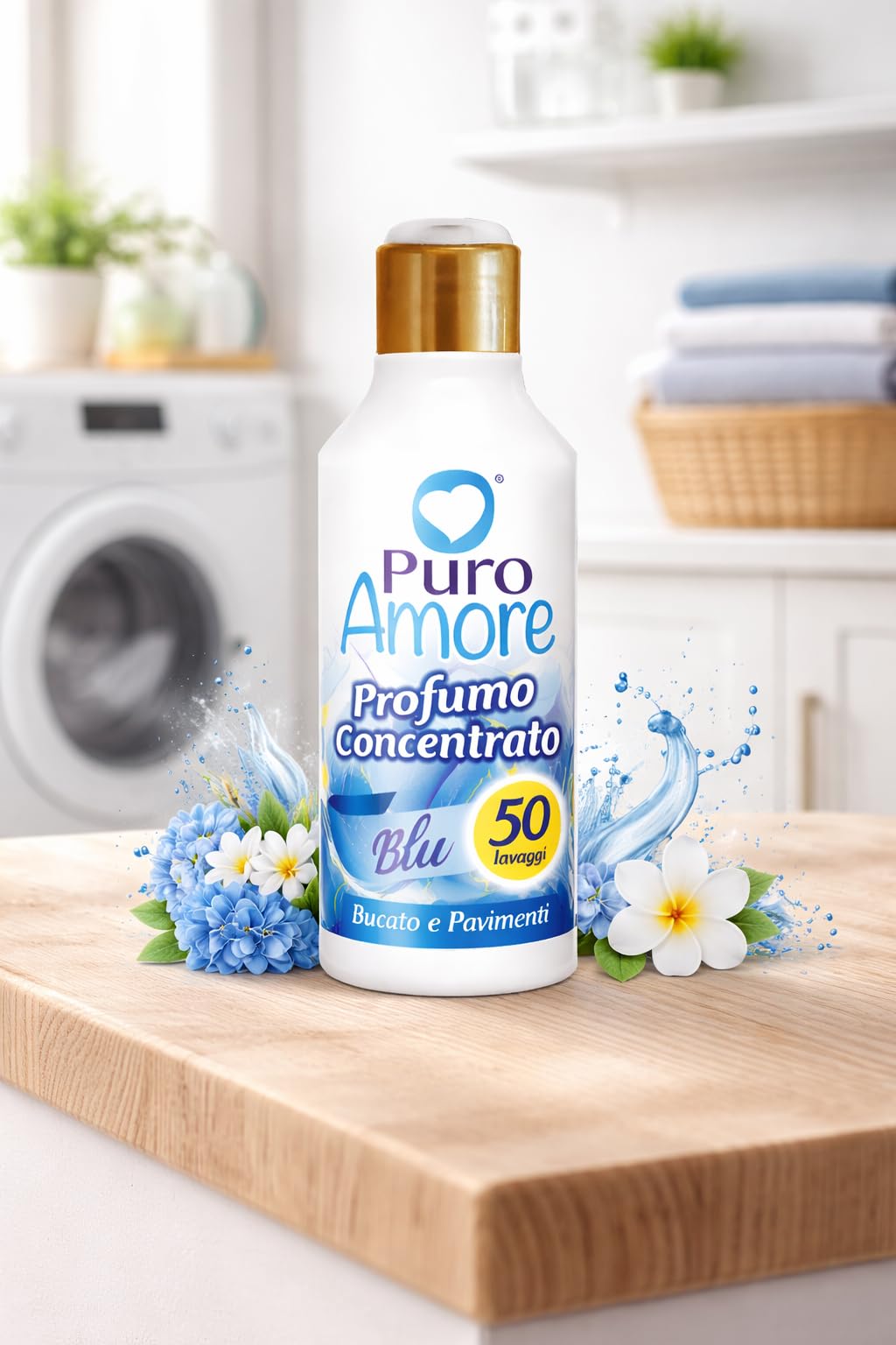 4x Puro Amore Profumo Concentrato per Bucato e Pavimenti – Fragranze Blu, Oro, Rosa e Viola – Essenza Intensa e Persistente, fino a 50 Lavaggi per Flacone