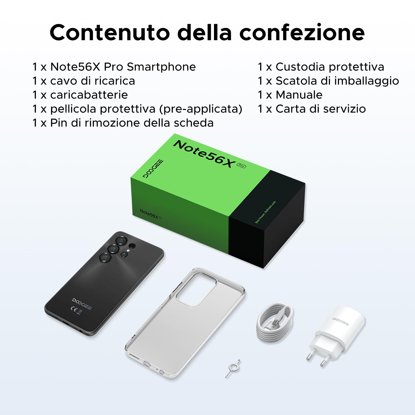 Note 56X Pro Android 16 Smartphone, 6150mAh Batteria, UNISOC T7225 Telefono, 6.56" HD+90Hz Display, 32GB+128GB, 13MP+8MP Cellulare, NFC/Widevine L1/Face ID/Impronta Laterale, Nero