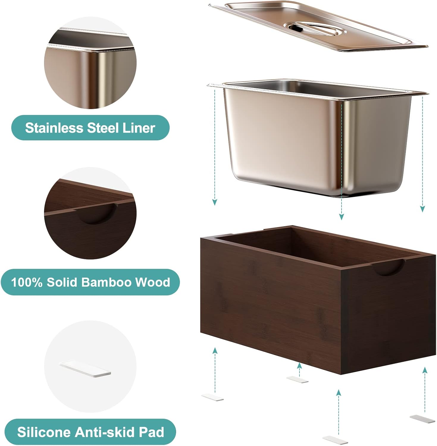 Cubo de compost, encimera de compostaje de cocina de 1.6 galones ...