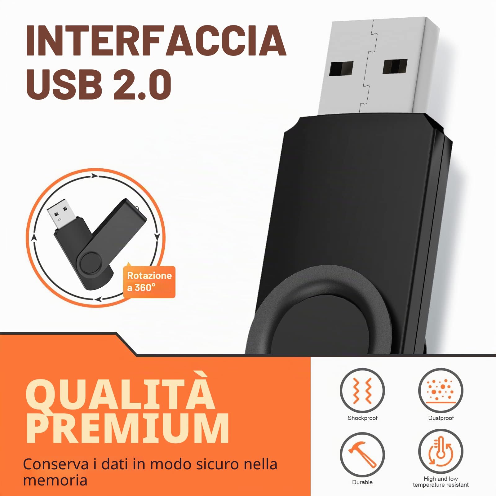 Chiavetta USB 8 GB, 10 Pezzi 8GB PenDrive Ruotare 8 Giga Chiavette USB 2.0 Metallo Unità Flash Drive Colori Misti Pennetta Memoria USB By Uflatek