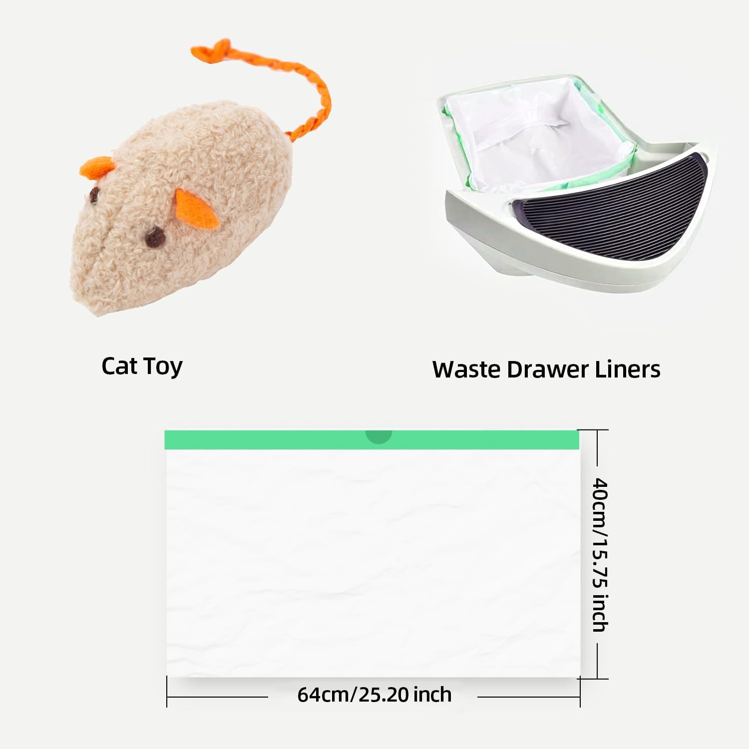 50 bolsas de basura para cajones compatibles con cajas de arena Robot 4 y 3, gruesas y autolimpiables para cajas de arena para gatos, recambio con cordón, resistente, 10-12 galones de