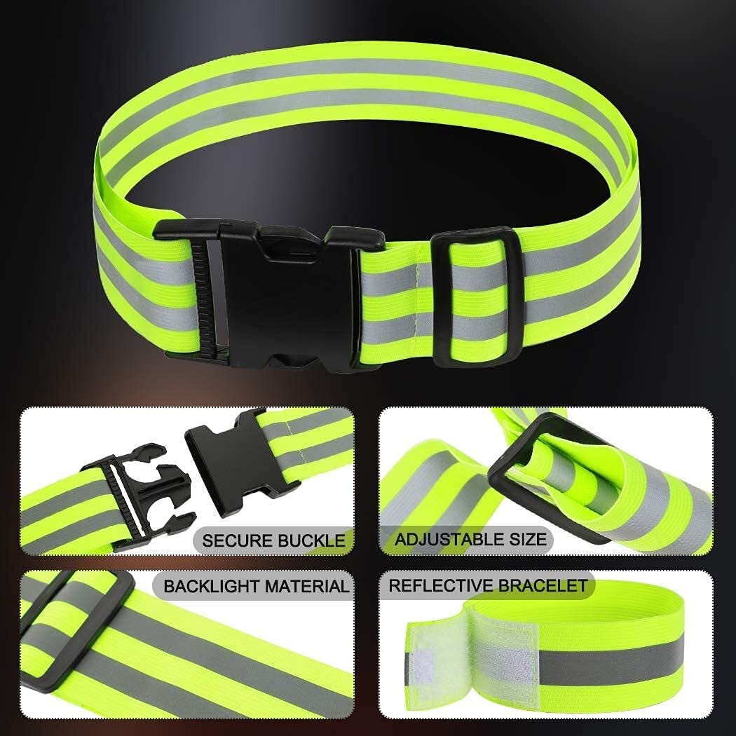 Ceinture réfléchissante, 1 PCS Haute visibilité Ceinture réfléchissante et 4 pcs brassard réfléchissant / bracelets, équipement de sécurité for la course à pied, cyclisme, faire du vélo de jogging, ch