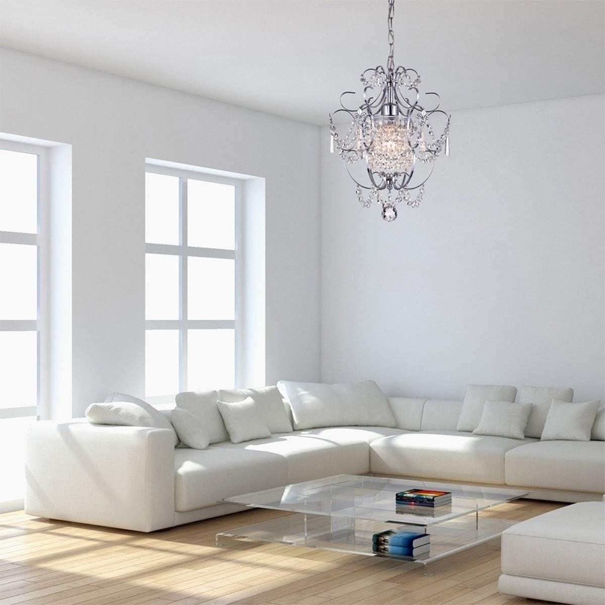 Buу 1 gеt 1 Riomasee Plug in Chandelier Mini Chrome Chandelier 1 Light Elegant Chandelier Crystal Iron Ceiling Light Fixture for Bedroom,Bathroom,Dining,Living Room