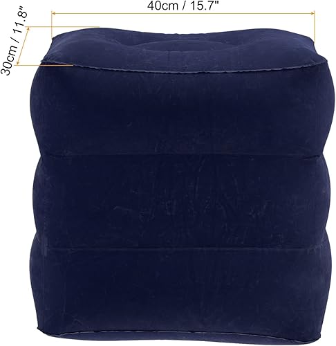 Miniatura 2 de PATIKIL Almohada inflable de viaje con reposapiés, ajustable de 3 capas de altura, para dormir, vuelos, piernas, para avión, tren, oficina, azul