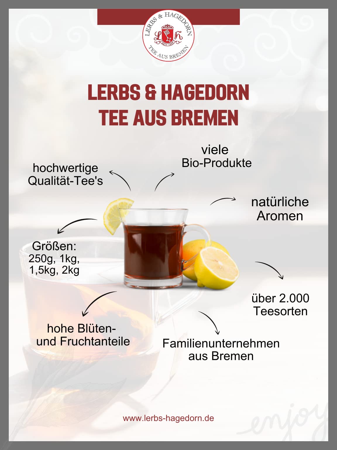 Lerbs & Hagedorn, Bio Tee China Pu Erh Tee |Weich, Aromatisch 1kg (ca. 81 Liter) Oolong-Tee, Traditionelle Fermentation