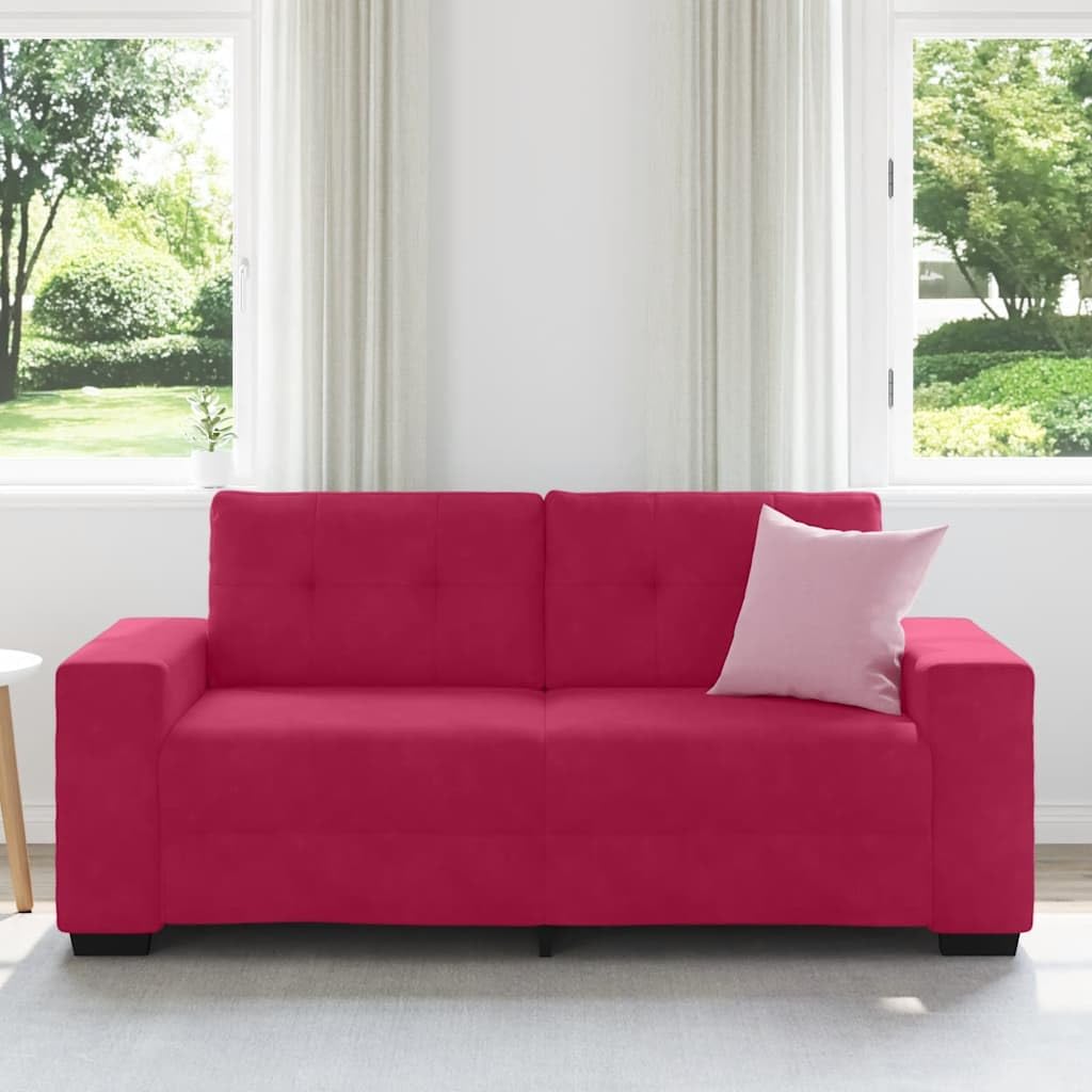Sofá de dos plazas en rojo vino 180x77x82 cm de terciopelo con diseño de sillón de asiento para sala de estar y estudio