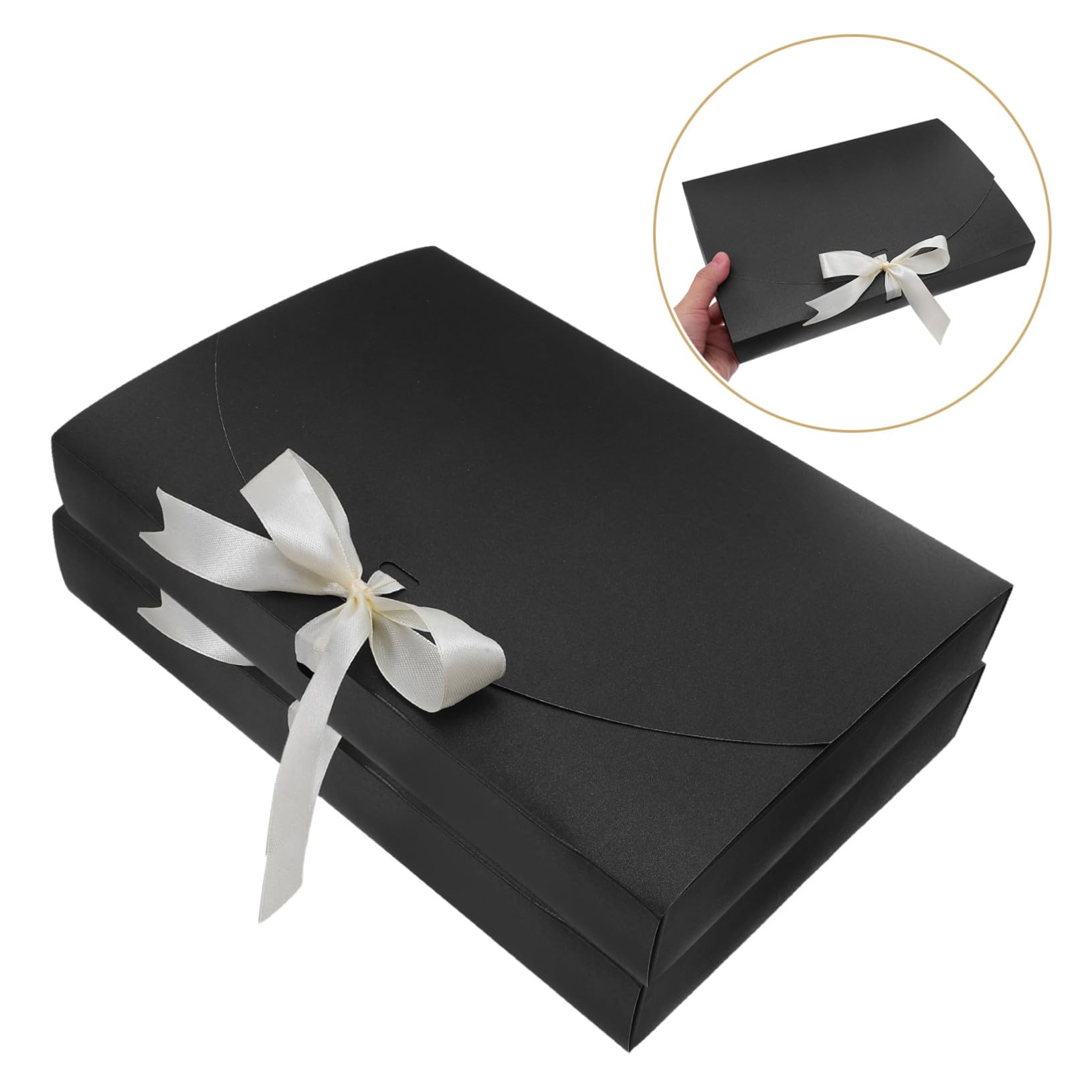 Zerodeko 20 Stück Teiliges Geschenkverpackungsset Schwarz Geschenkbox für Schals Hemden Dessous und Handtücher mit Schleifenband Vielseitig für Weihnachten Geburtstag Hochzeit Shower Party