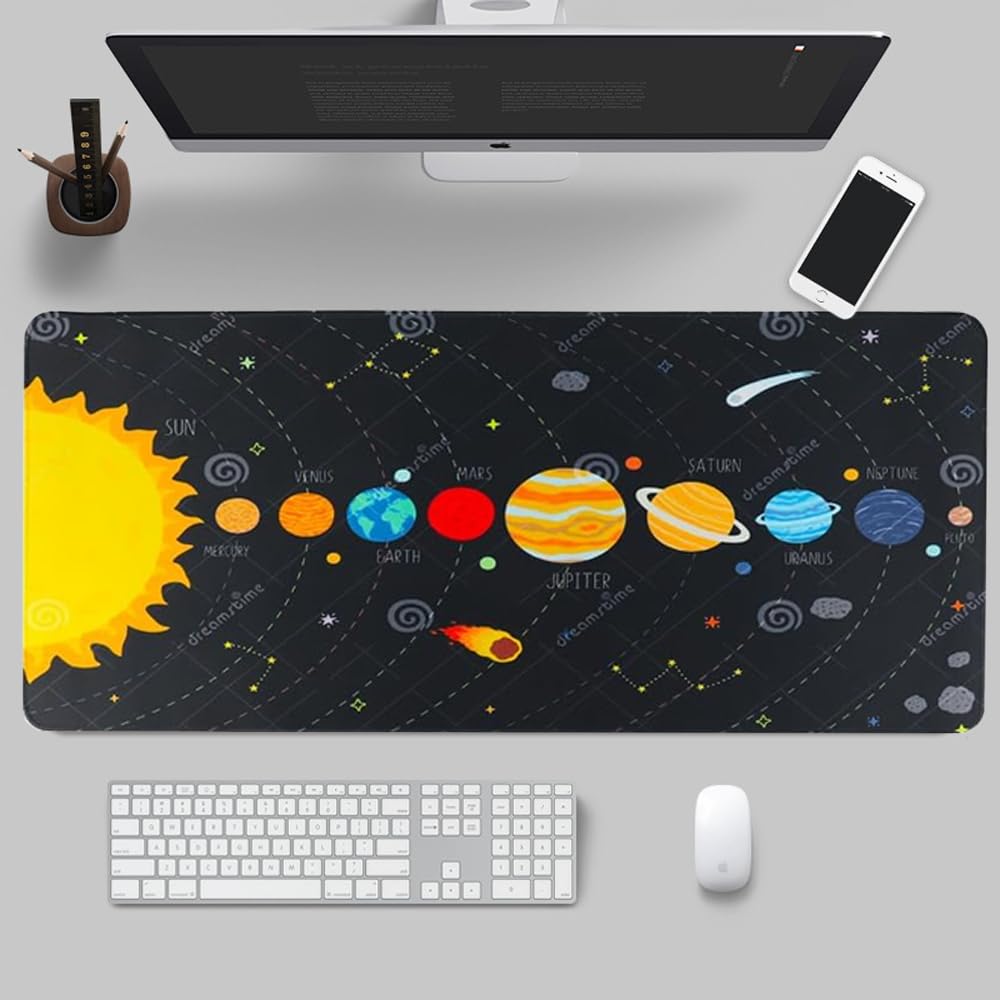 Tappetino Scrivania Sistema Solare 30 x 70 cm Gomma Lavabile per Bambini