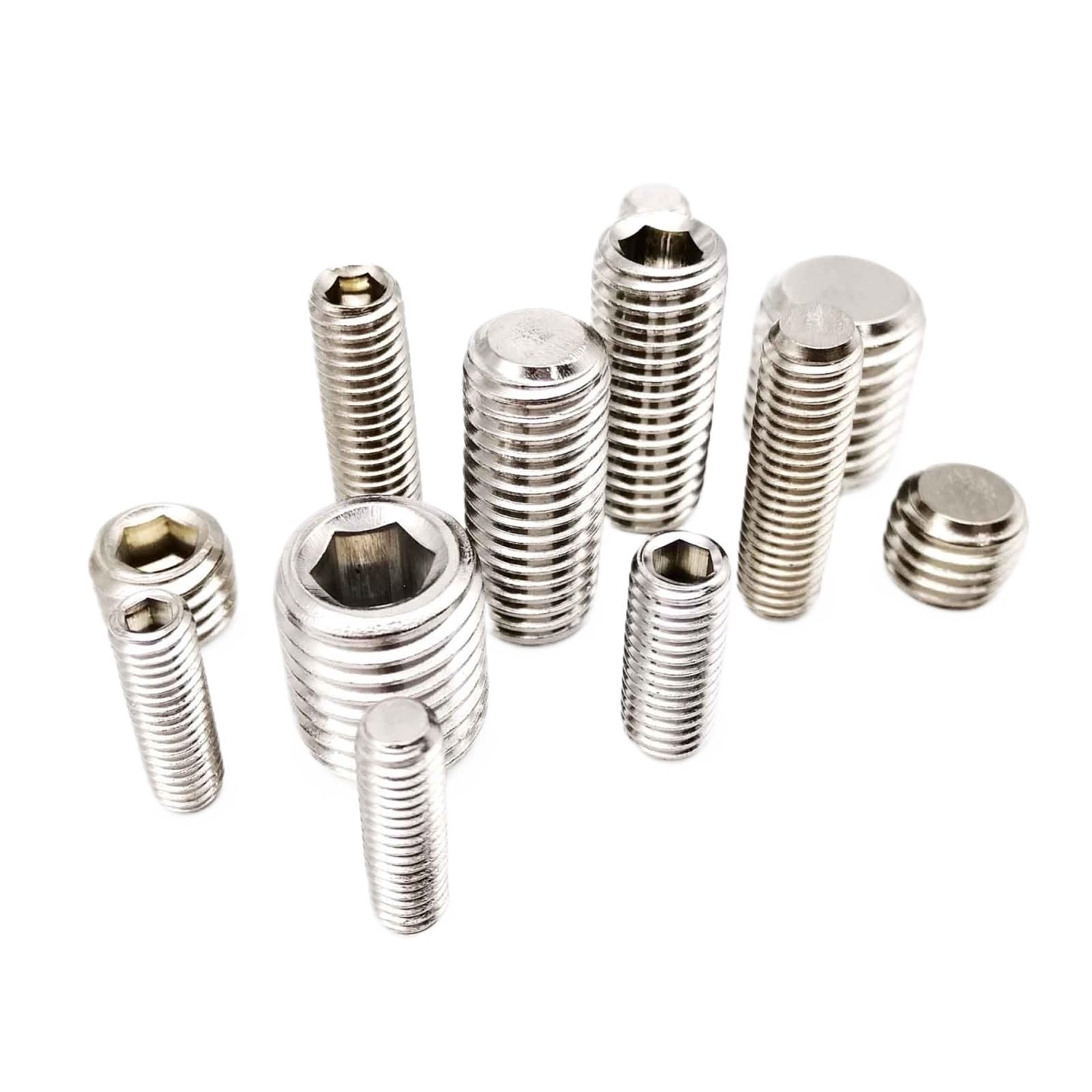 KEXYOAN M2 .5 M3 M4 M5 M6 M8 DIN913 304 Stainless Steel Allen Head Hex Hexagon Socket Flat Point End Grub Bolt Set Screw(6mm,M4 50pcs)