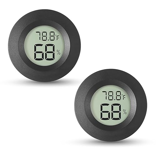 Atogou Paquete de 2 mini higrómetros y termómetro, medidor de humedad digital para interiores y exteriores, temperatura, , para el hogar, oficina,