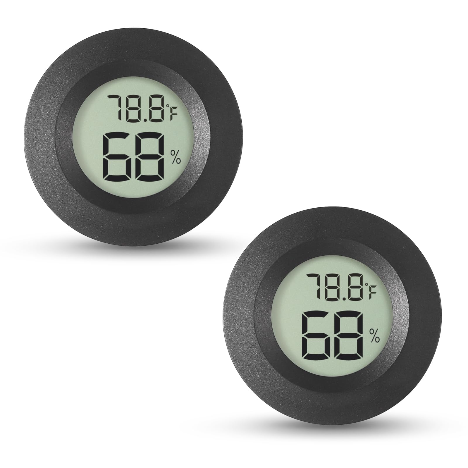 Atogou 2-Pack Mini Hygrometer & Thermometer, Indoor Outdoor Digital Humidity Meter Gauge Temperature, ℉/℃, for Home, Office, Reptile, Car, Greenhouse, Lab, Terrarium, Cellar.. A01 Black
