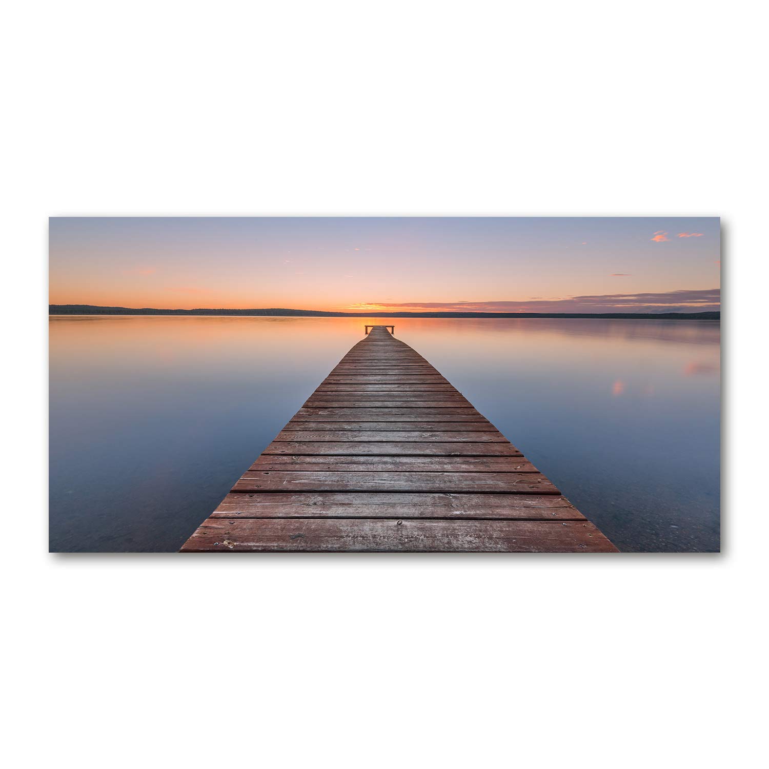 Impression sur verre 120x60cm tableau photo ponton bois brun de salon