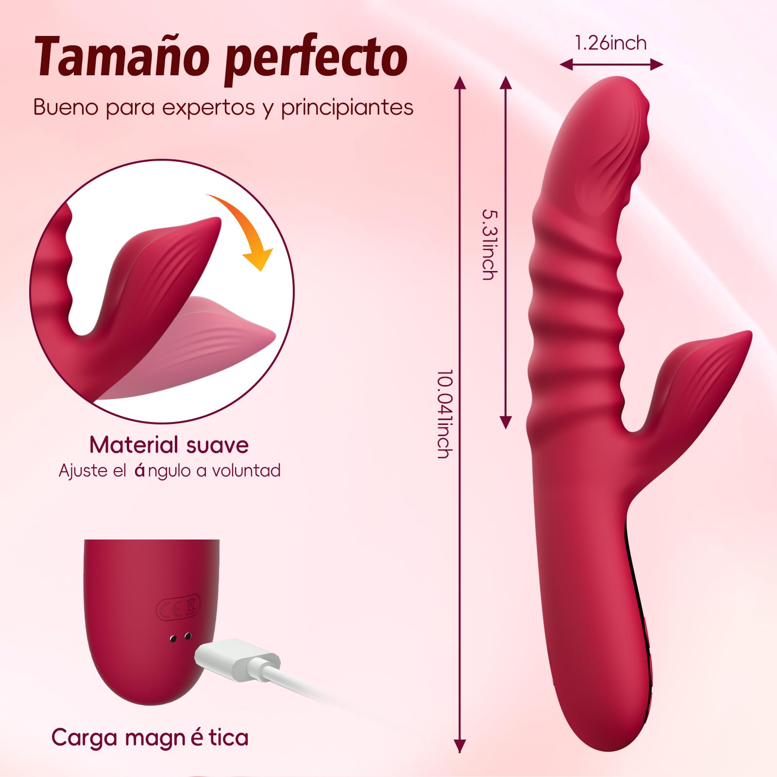 Vibrador con empuje para mujeres, YeeSexDo 4 EN 1 Estimulador del punto G y del clítoris con 10 modos, potente vibración oscilante y calentamiento inteligente, vibrador con LED