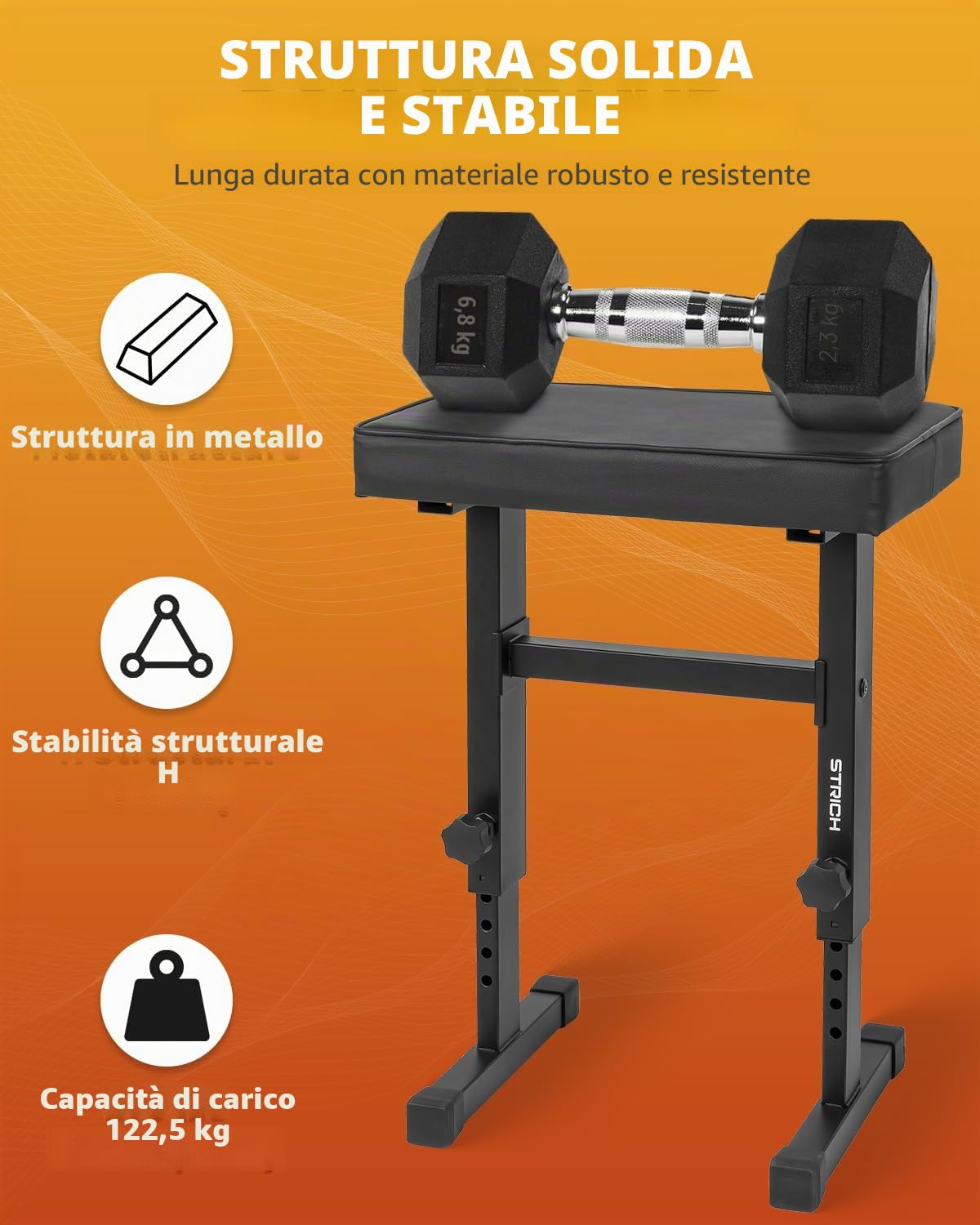 STRICH Sgabello regolabile per pianoforte, sedile per tastiera musicale, sgabello per pianoforte, sedia con cuscino imbottito per musicisti, nero, SPB-M50 (pelle PU)