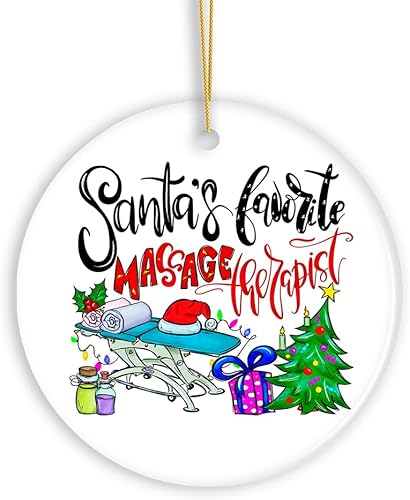 Adorno de Navidad para terapeuta de masaje favorito de Santa, regalo de agradecimiento