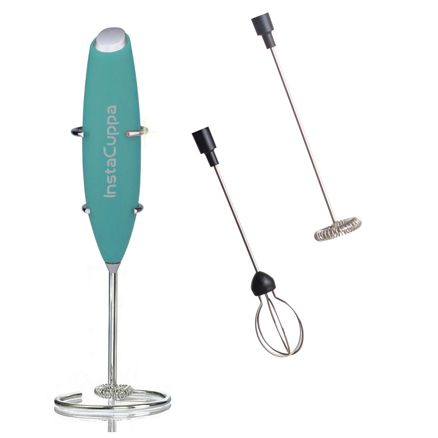 InstaCuppa Milk Frother Handheld Battery Operated Electric Foam Maker with Stainless Steel Whisk,Included Stainless Steel Stand and 2 Whisks, MintGreen (B08BCFGDZL) Amazon Price History, Amazon Price Tracker