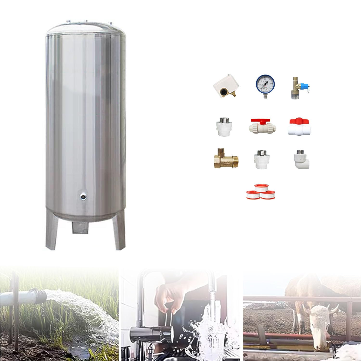 Serbatoio verticale a pressione dell'acqua, contenitore della vescica dell'acciaio inossidabile, macchina dell'acqua pressurizzata per uso scolastico e domestico, 220V, 160L