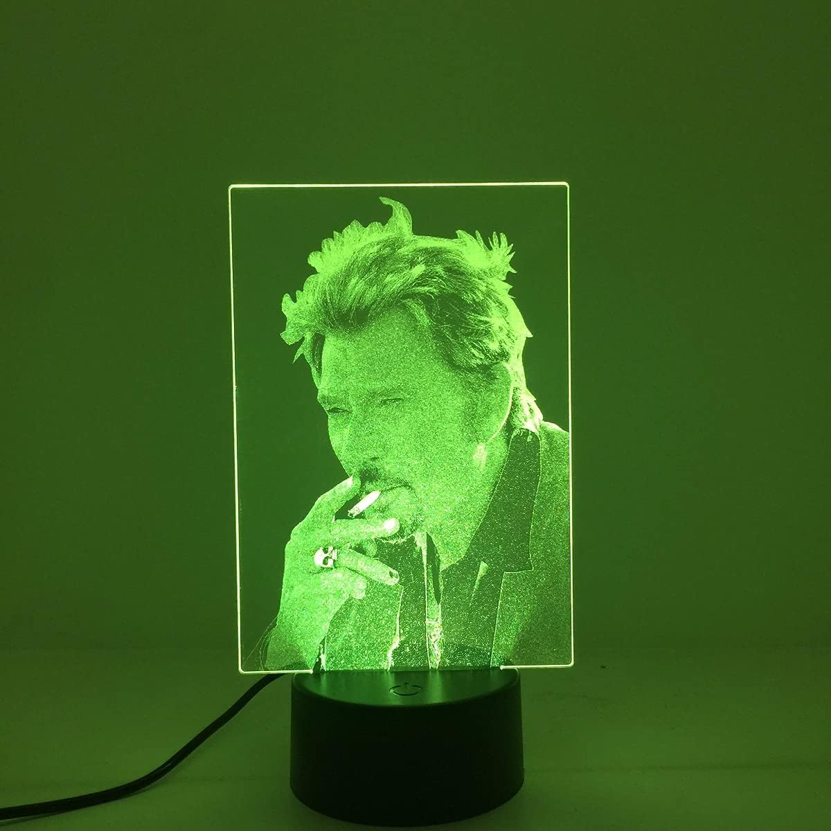 Johnny Hallyday Personalised 3D Night Light for Children, 16 Colours Smart Touch and Remote Control, Toys and Gifts, Mood Lamp (A)