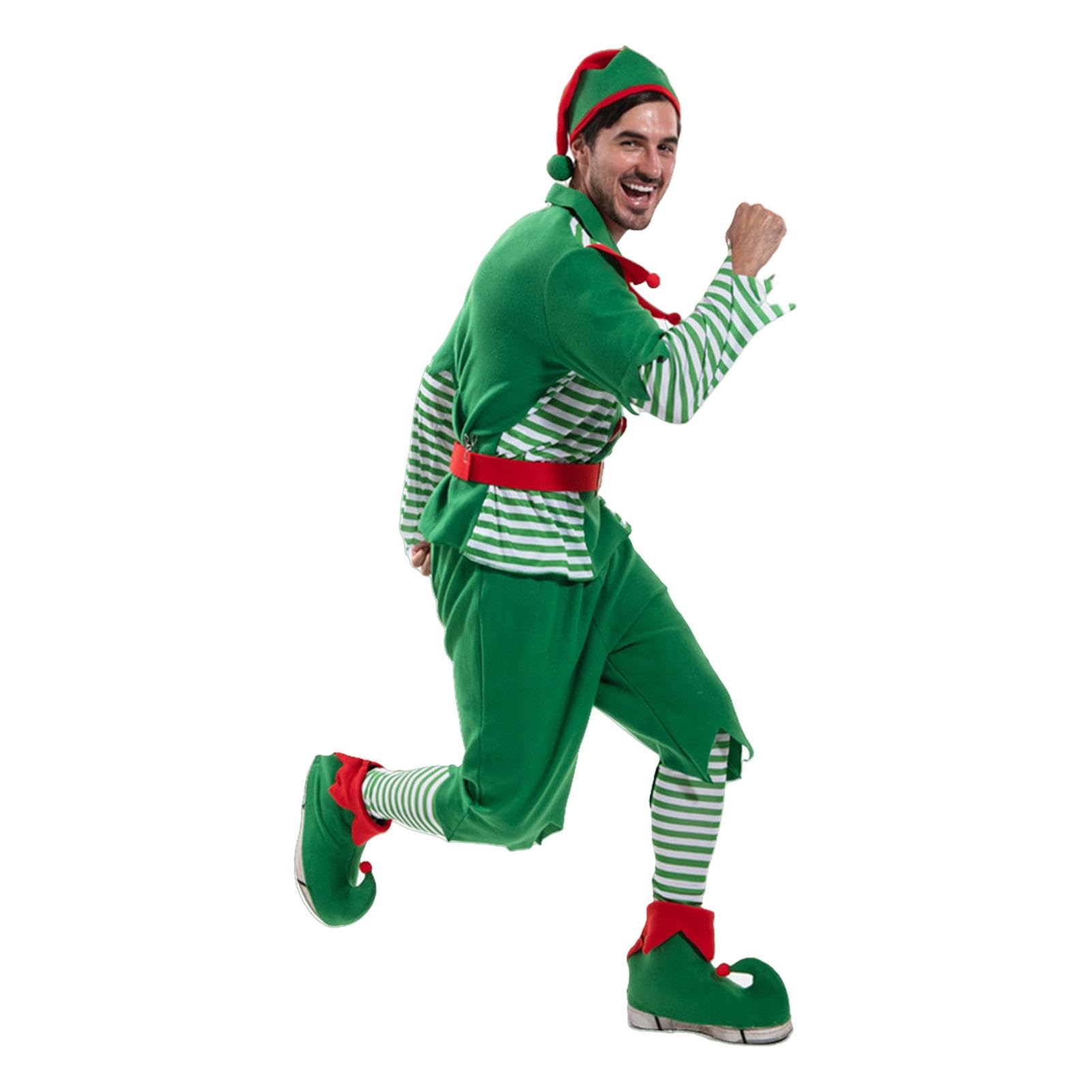 Genérico Disfraz de elfo verde, disfraz navideño de Papá Noel, disfraz de