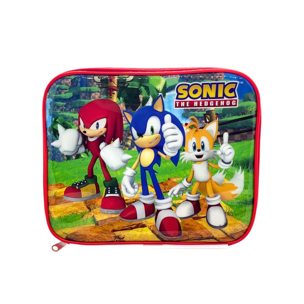 ILS I LOVE SHOPPING Bolsa térmica rectangular impermeable para el almuerzo para niños con asa – Gadget escolar (SONIC)