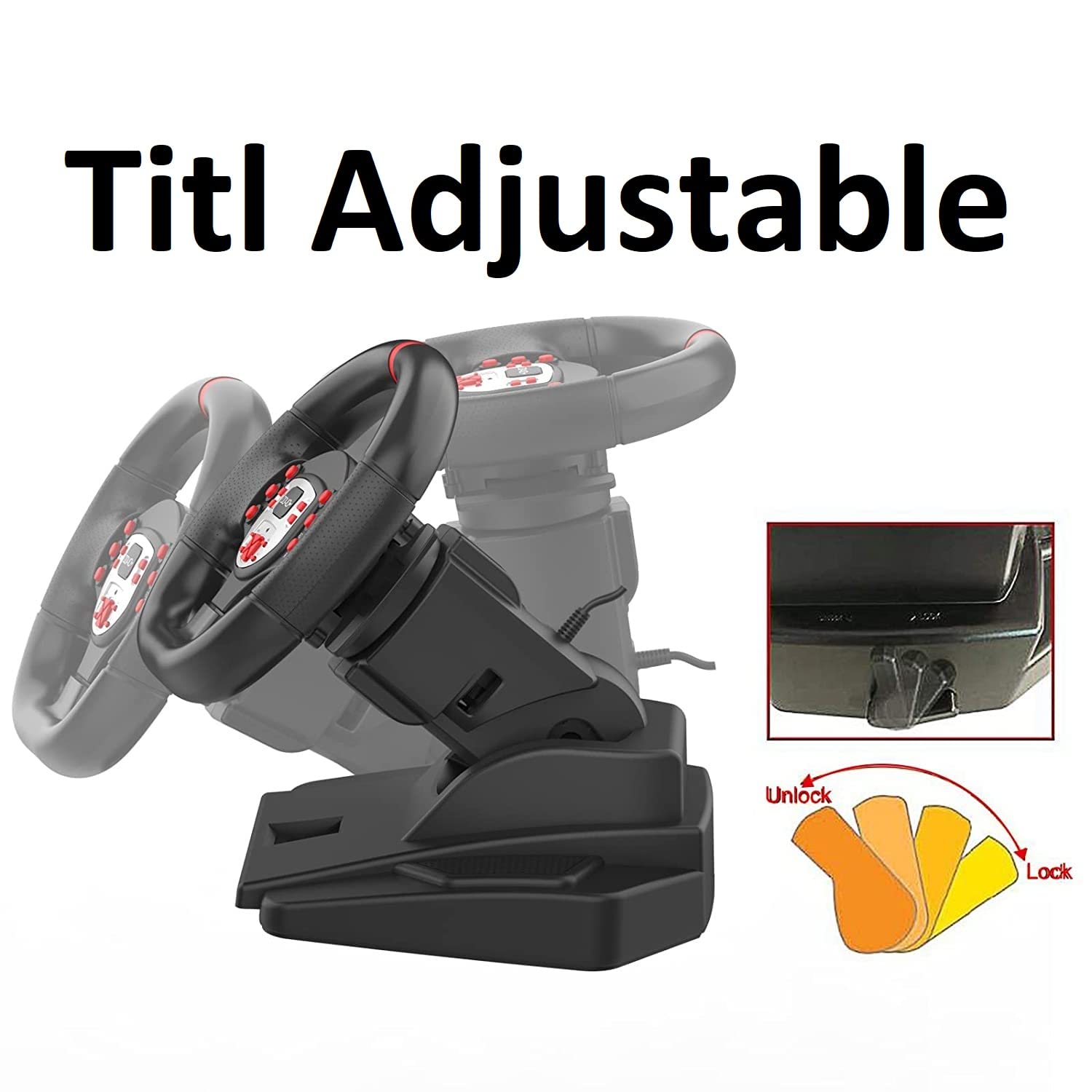 NBCP Racing Wheel,PS4 Steering Wheel Plug and Play Gaming Driving