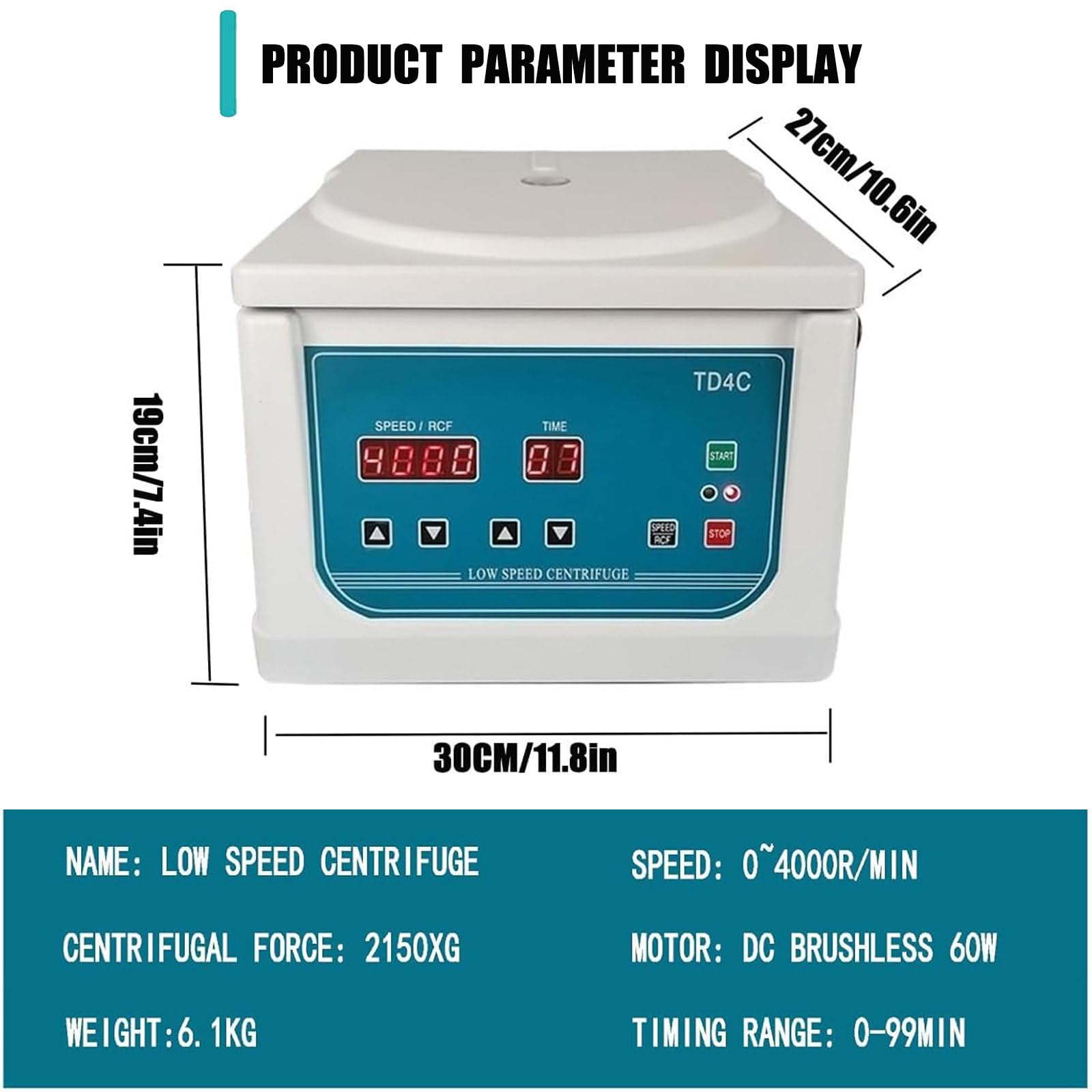 Centrifugeuse Numérique De Paillasse,Centrifugeuse PRF,Séparateur De Graisse De Sérum,0-4000 TR/Min (Max. 2150 Xg),pour Une Utilisation en Laboratoire et à Domicile