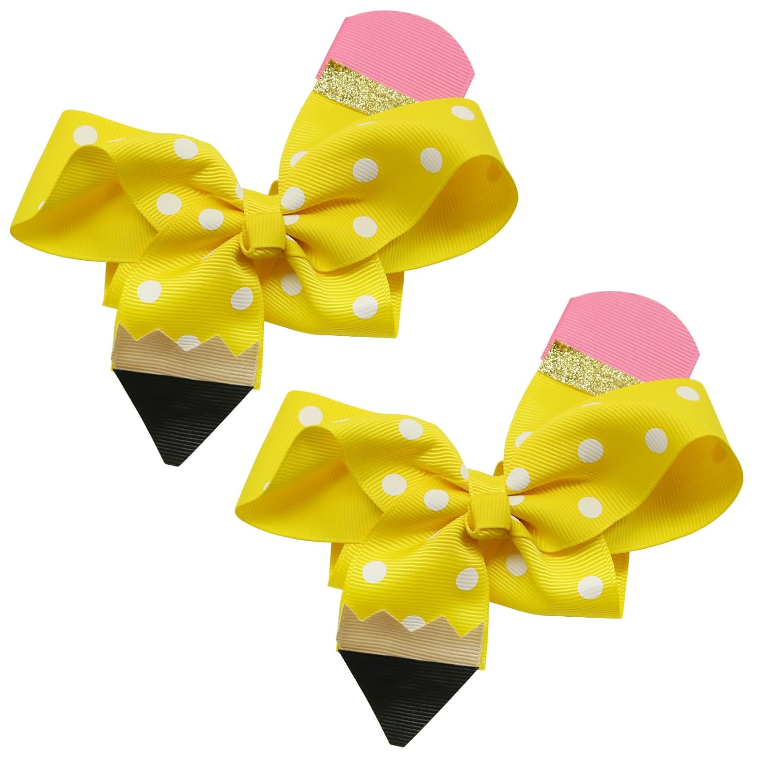 2Pcs Handmade Ribbed Children's Bow Hairpins, Back to School Hair Bows Decorations for Children, Back to School Hair Accessories Decor Supplies for Women