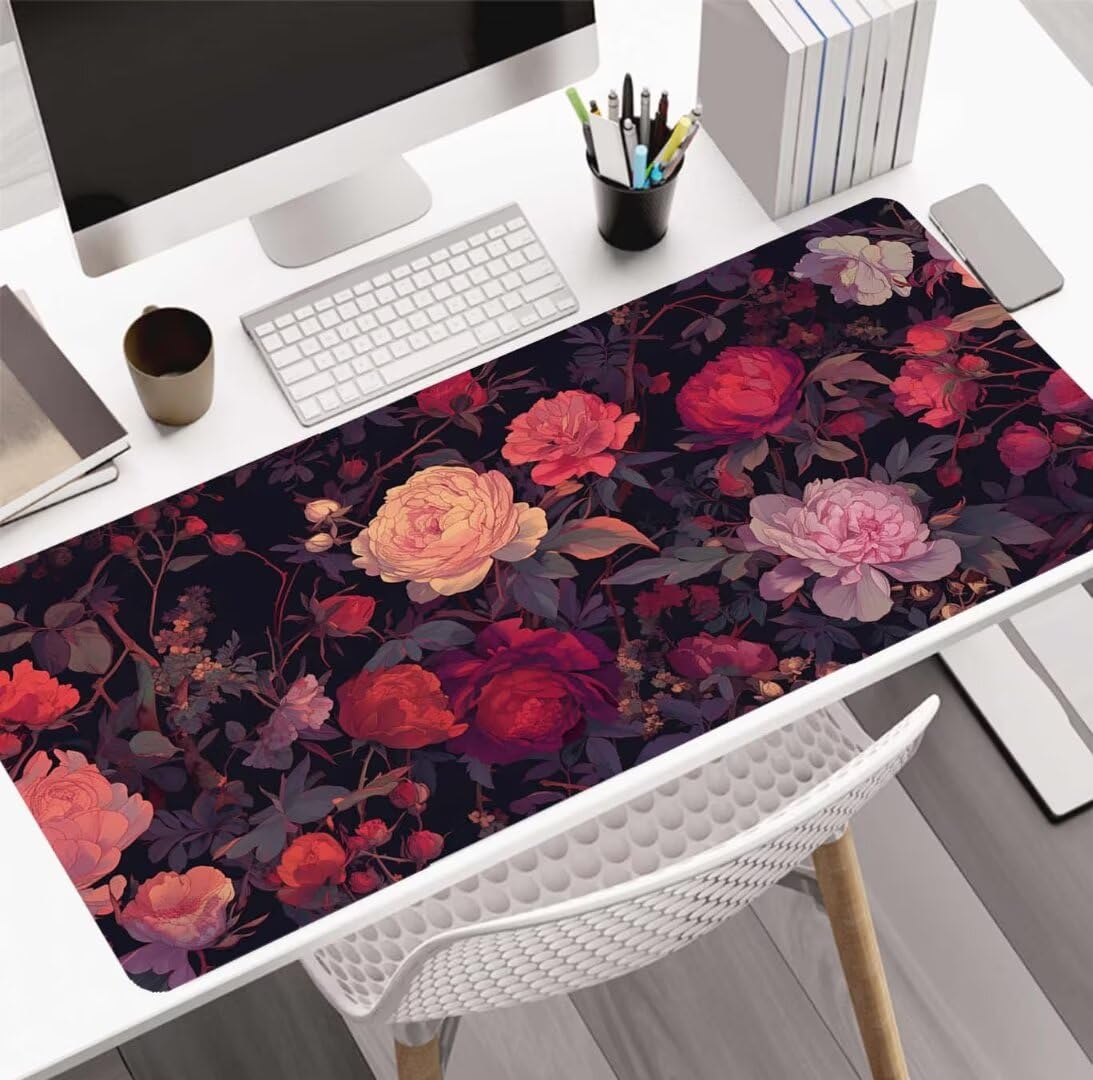 Alfombrilla Ratón Negro Art, Mousepad Alfombrilla Raton Gaming XXL 1600x800x4mm Mouse Desk Mat Gamer para Gaming, Tapete Escritorio Mujer Almohadilla Raton, Mouse Pad Base de Goma Antideslizante S-88