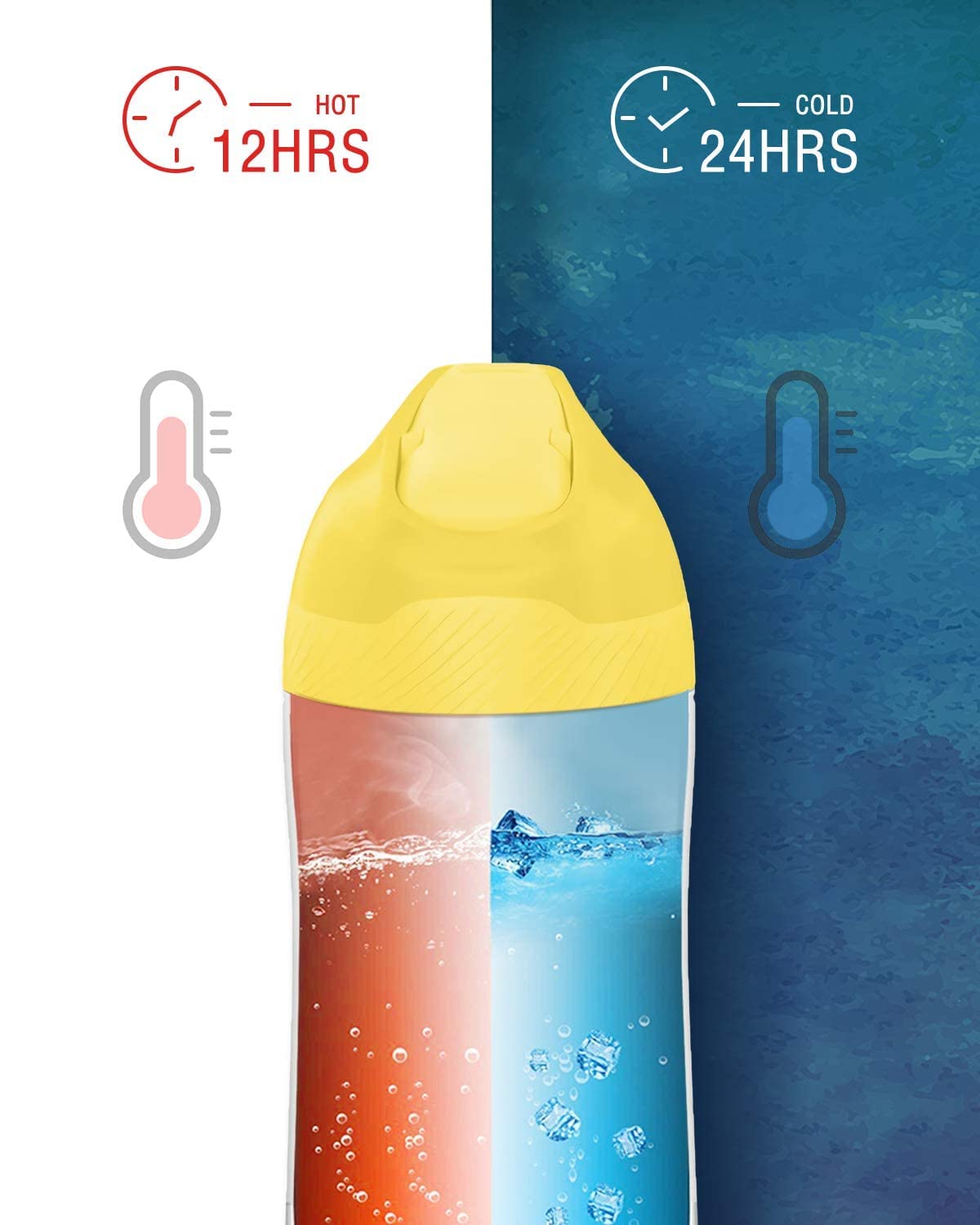 FEIJIAN Borraccia Bambini acciaio inox con cannuccia, Senza BPA- 400ml