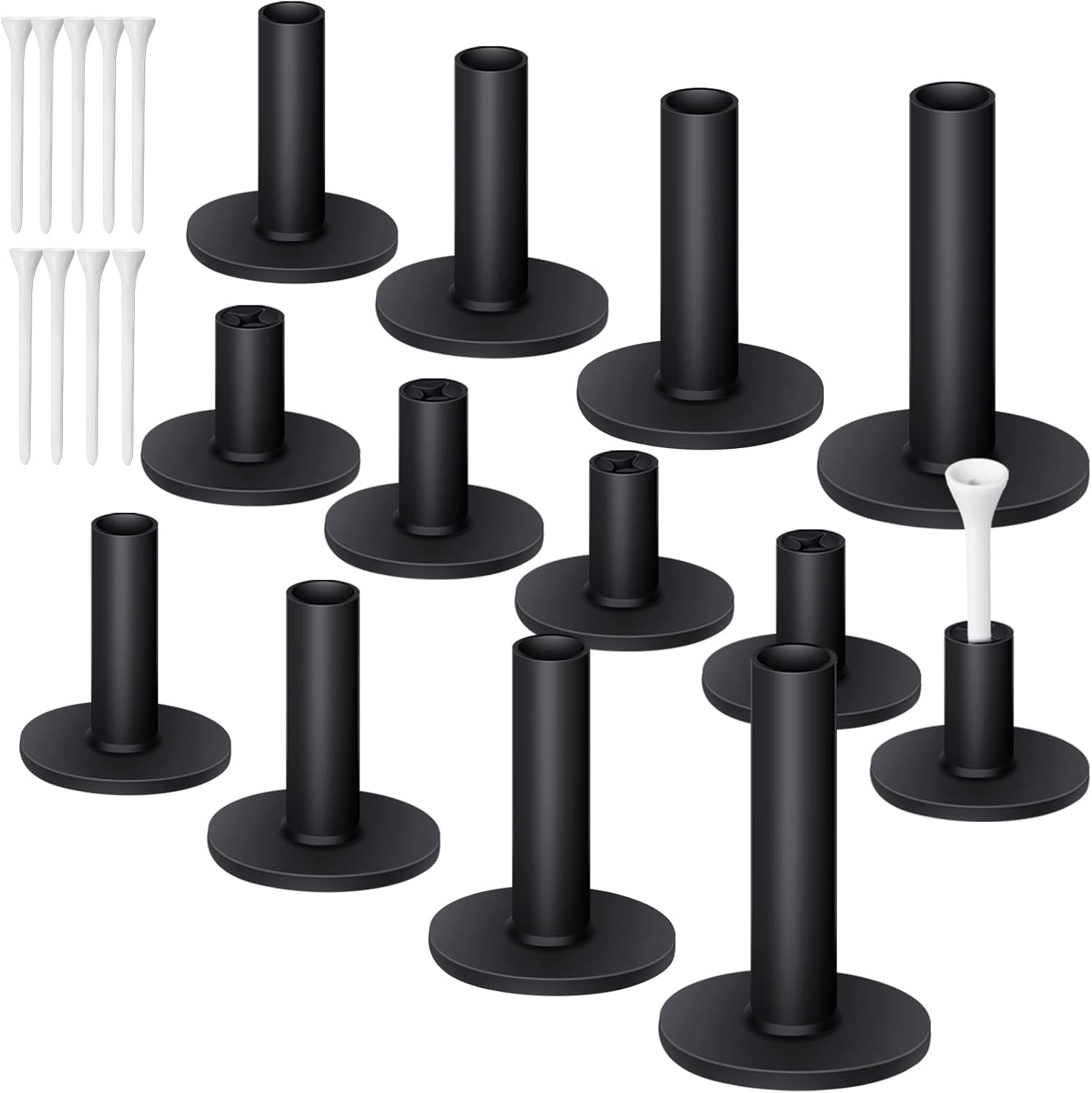 Sosation 23 Pieces Rubber Golf Tees Set Tees Holders for Driving Range Mats Value Rubber Ball Seat for Golf Hitting Mats and Indoor Outdoor Training Mixed Size 1.5 2.3 2.7 3.1 3.5 Inch