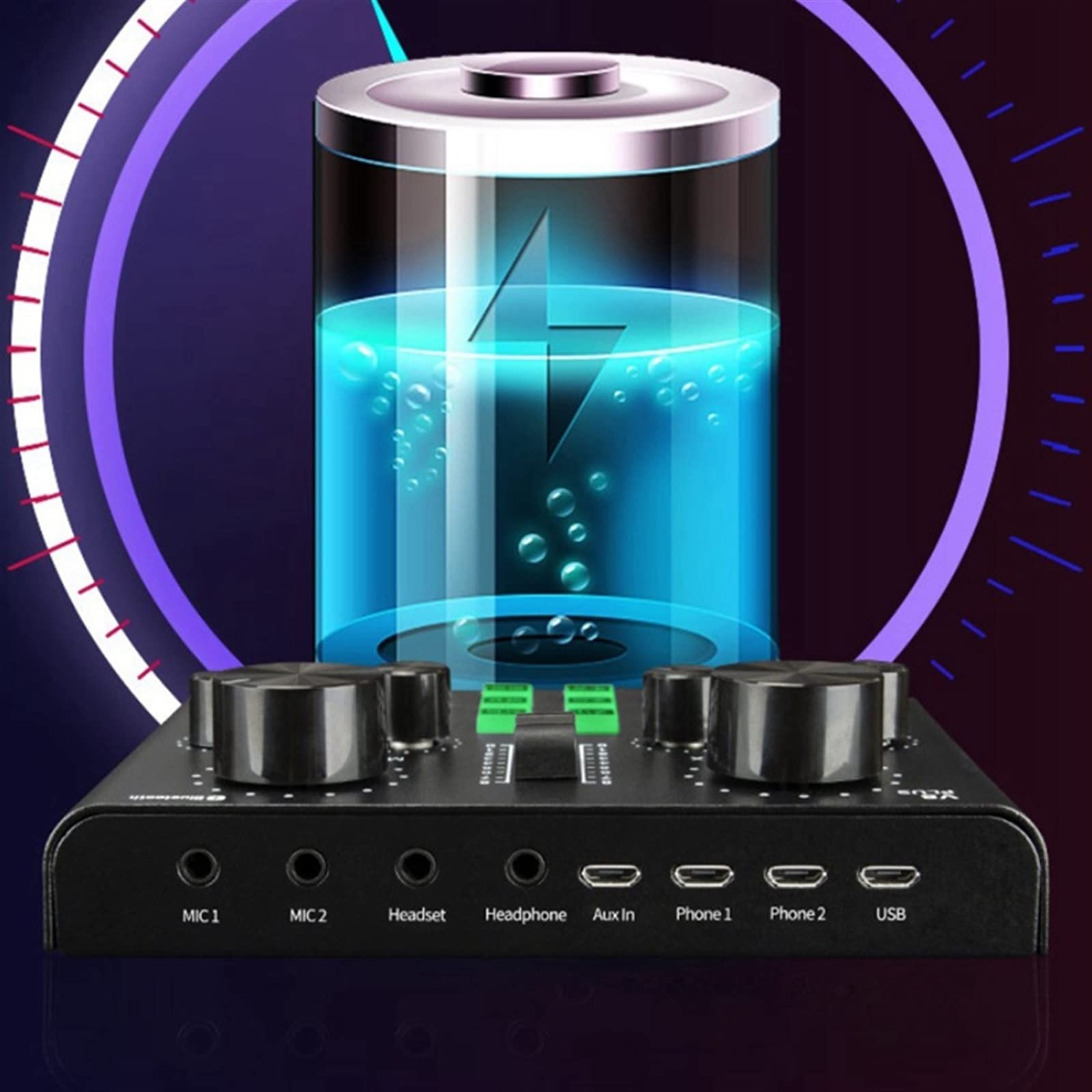 Professioneller Audiomixer, V8 Plus-Soundkarte für Live-Streaming, Voice-Changer-Soundkarte mit Mehreren Soundeffekten, Mixer für die Aufnahme
