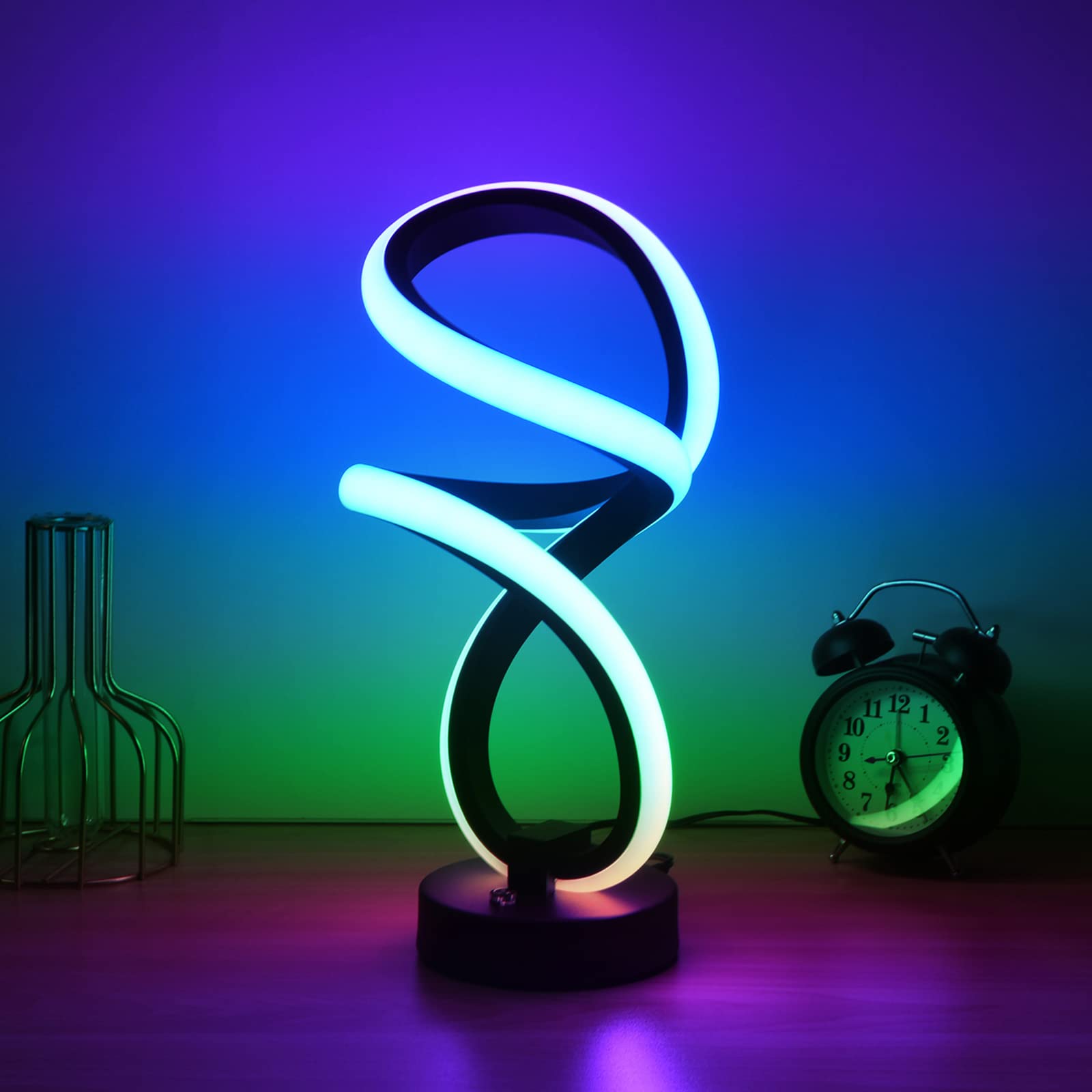 AVANLO RGB Table Lamp LED Unique Room Decor & 100FT Outdoor String Lights Waterproof Outside