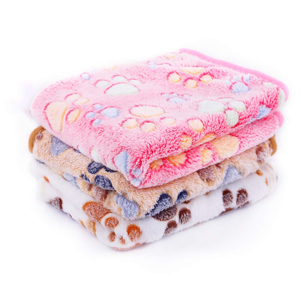 3 x Hundedecke Katzendecke Waschbar,Weiche und Warme Haustierdecken für das Schlafbett, Niedliches Druckdesign, Flauschiges Fleecedecke für Haustier Hunde Katzen Welpen-Pad-Matte,L104*76