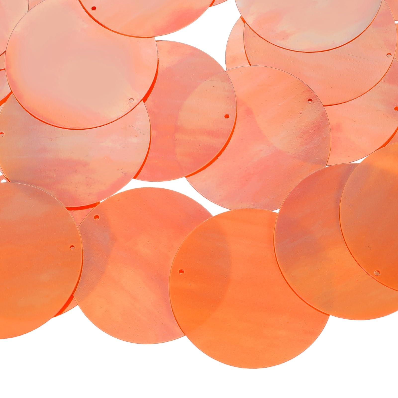 sourcing map 100 Pcs Flat Round Sequins 40mm/1.6 Inch Loose Paillettes Craft Sewing Sequins with Single Side Hole for DIY Embroidery Clothing Jewelry Making, AB Orange