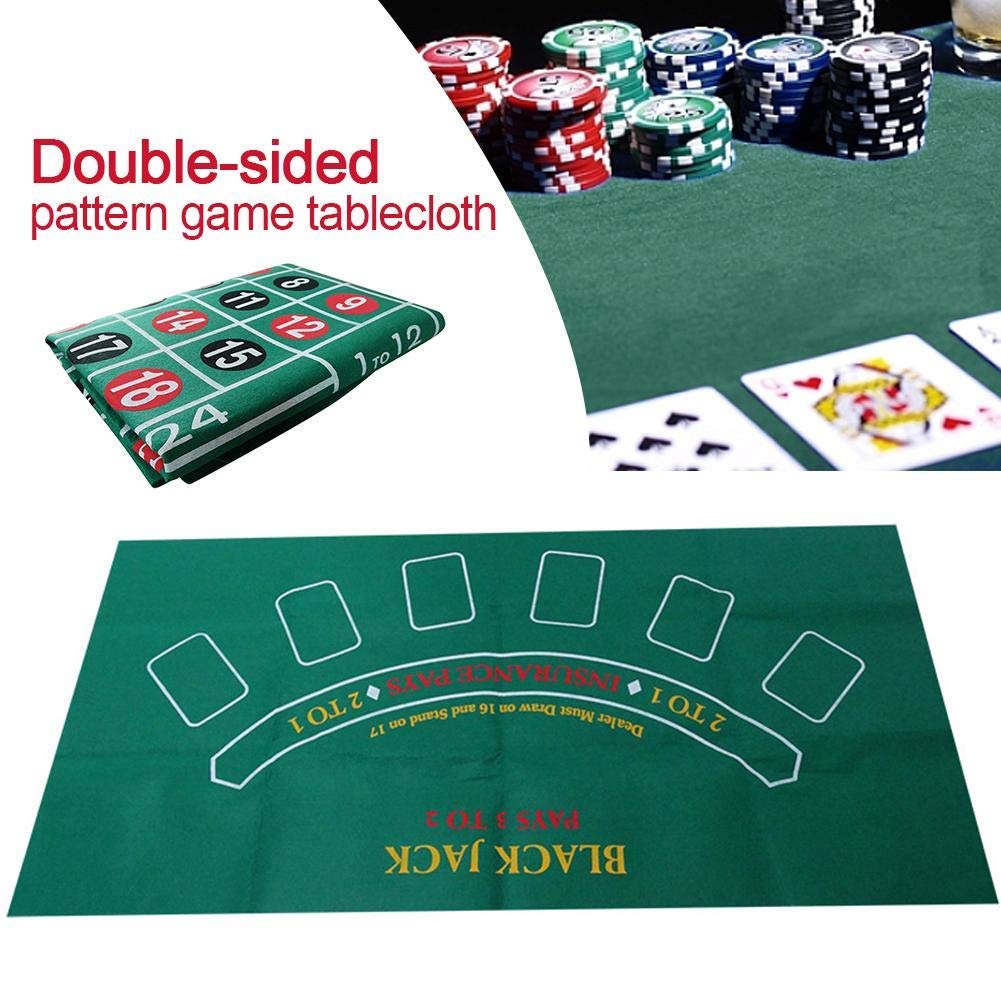 Roulette Tischdecke-wasserdichter Tisch mit Blackjack- und Roulette-doppelseitige Muster Spielkarten Tabelle Tuch-Filz für Casino Poker-Gaming-Tischdecken-Layout-Tischkarten