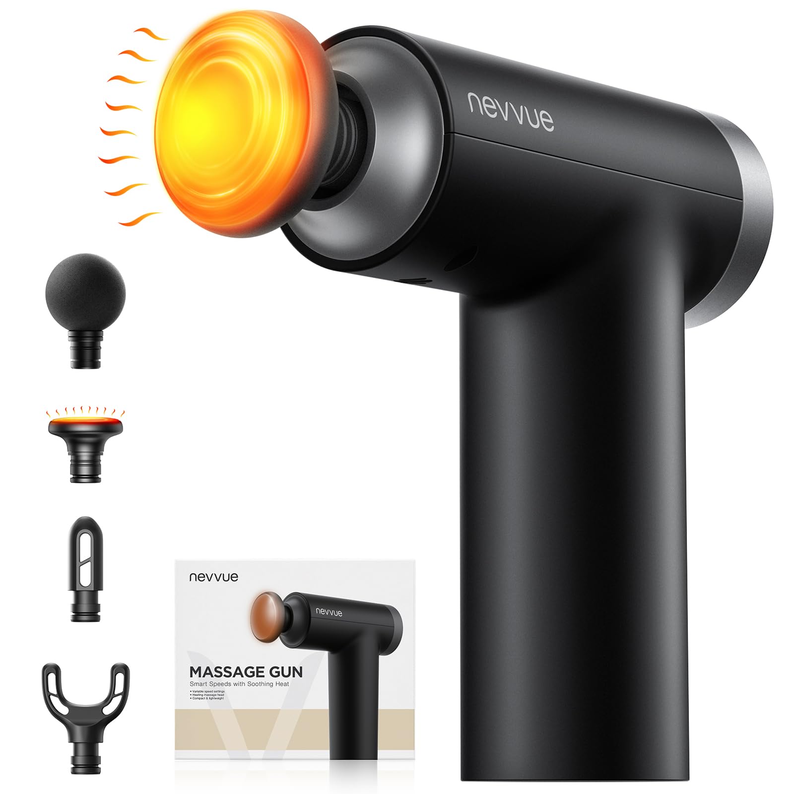 Mini Massagepistole mit wärmefunktion, Geschenk Muttertag für Mama,Taschengroße Massage Gun mit 9 Stufen 4 Aufsätzen, leise Muskel Massagegerät zur Muskelentspannung, kompaktes Muskelmassagegerät