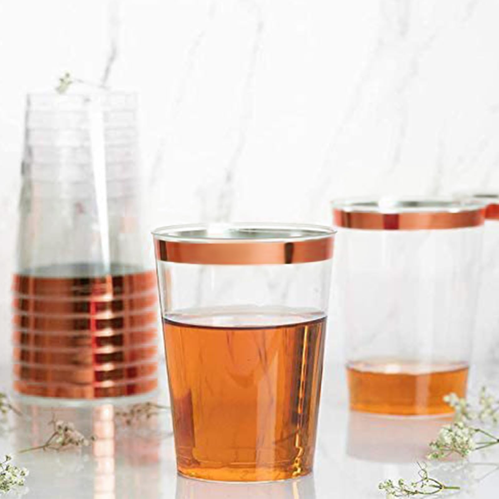 60 Bicchieri Festa In Plastica Dura 300 Ml Con Bordo Argento. Eleganti, Riutilizzabili, Lavabili In Lavastoviglie. - 4