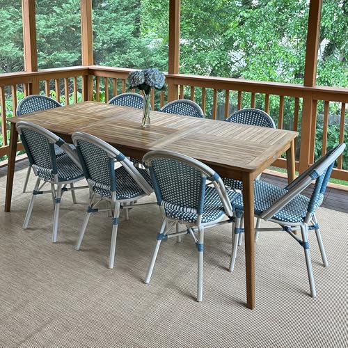 Image of PURPLE LEAF Patio Dining Chair Set of 4, Armless, White Finish, Light Blue