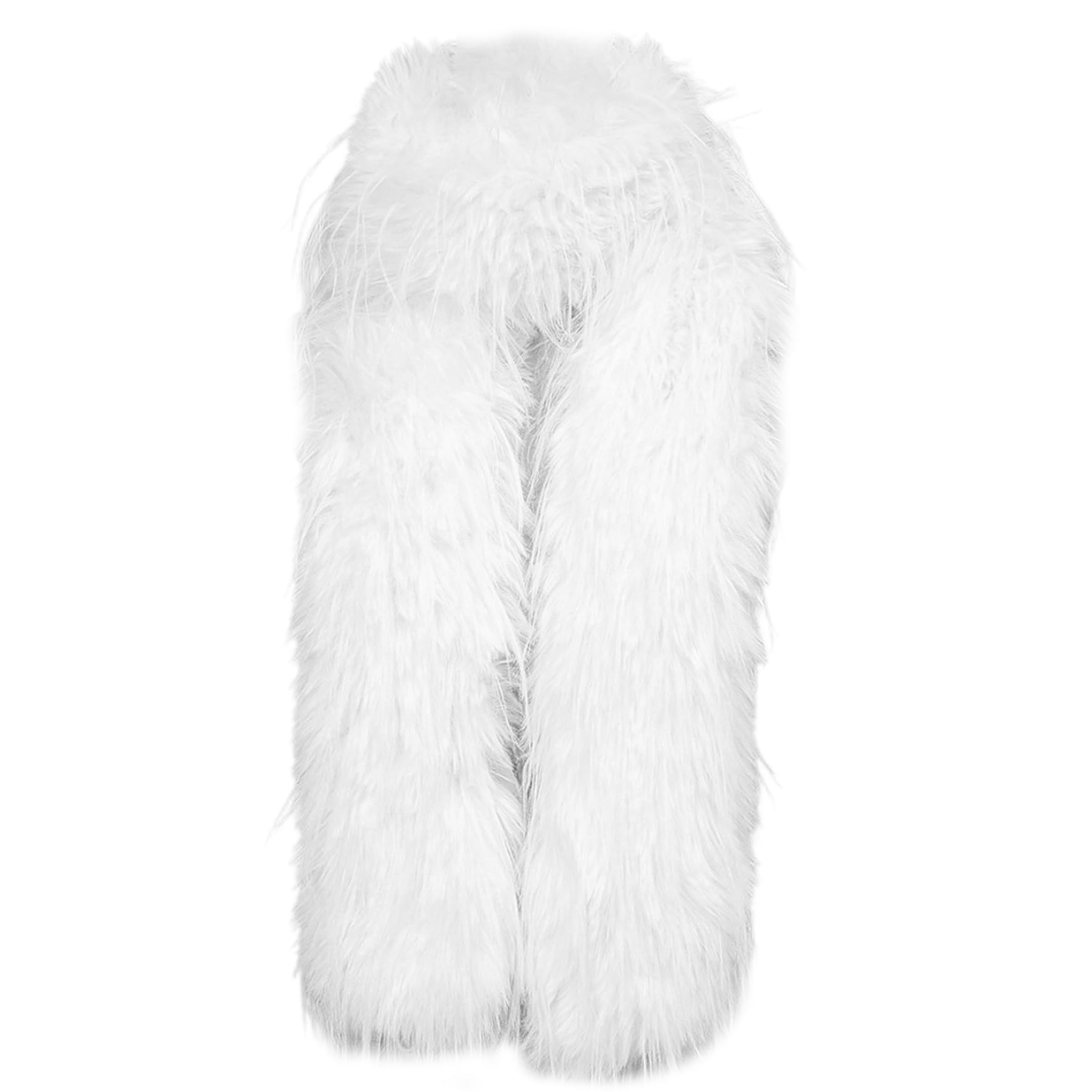 Faroby Faux Furs Scarf Long Thicken Warm Lightweight Furry Shawl Neckerchief Women Girls White