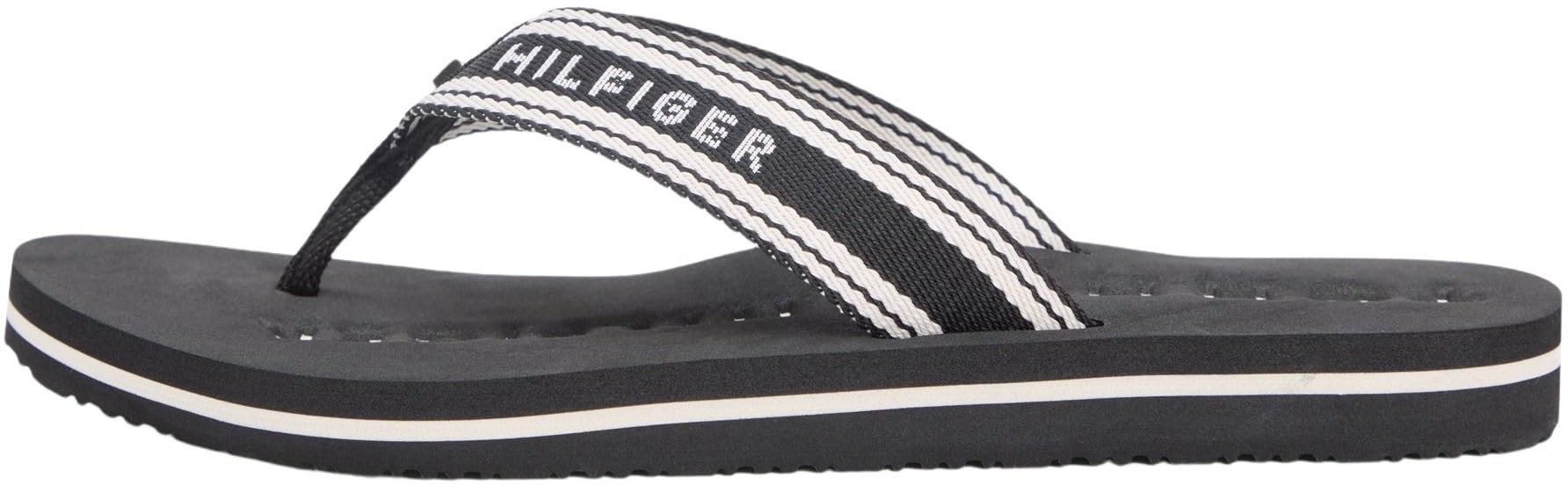 Tommy Hilfiger Women's Th Webbing Summer Sandal FW0FW09193 Flip Flops, BLACK (Black), 6.5