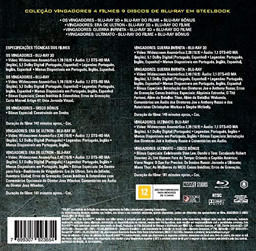 Coleção Vingadores 4 Filmes (9 Discos) [Blu-ray] - Steelbook