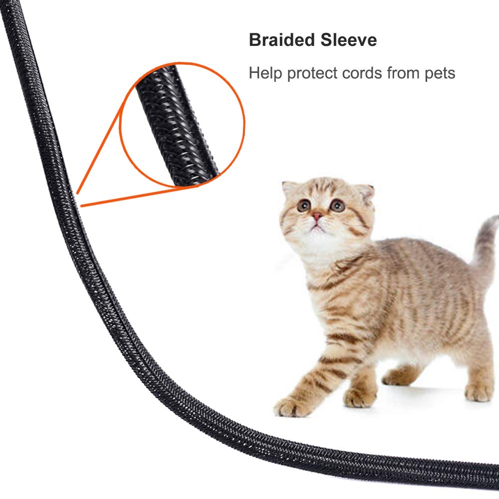 ZhiYo 6.6ft - 4/5 inch Cable Sleeve, Cord Wrap Wire Protector Tubing for Pets, PC Cable Wrap, Computer Cable Management Sleeve - Black